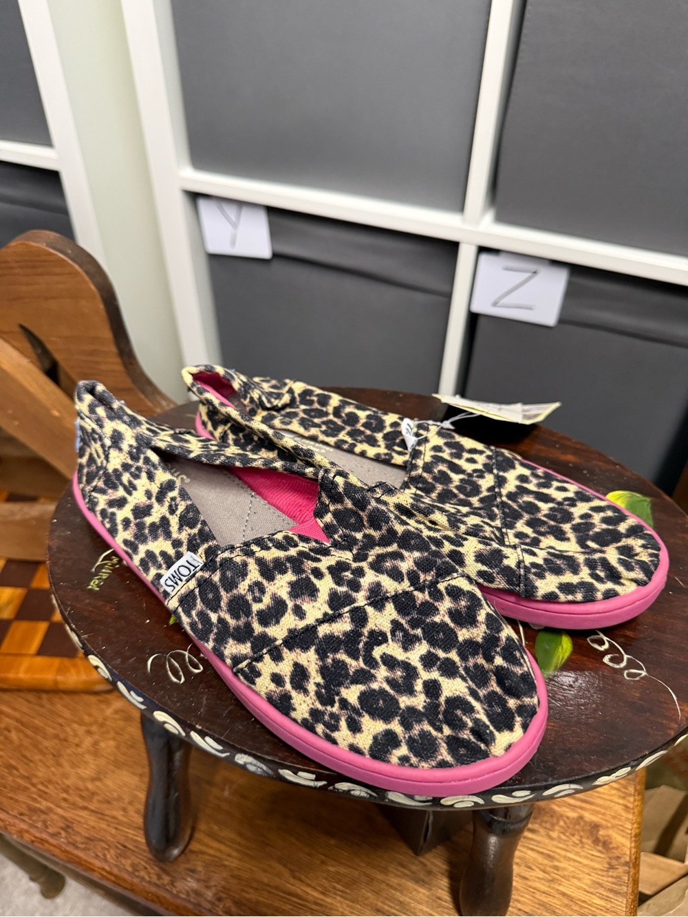TOMS Leopard Slip-On Shoes With Pink Soles NWT